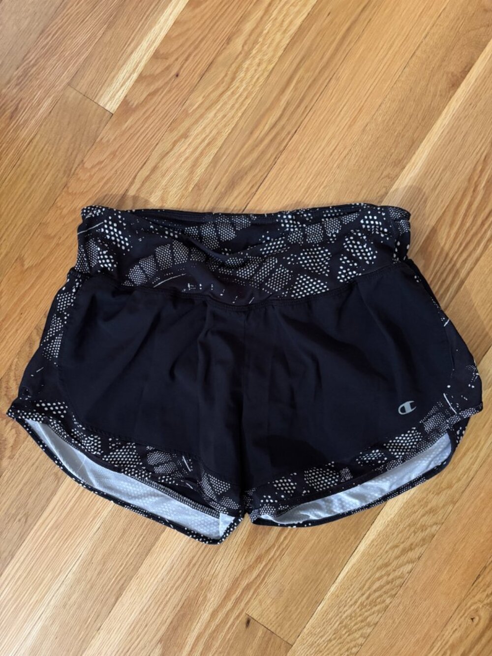 Champion Black & White Running Shorts with Back Pocket - Size XS